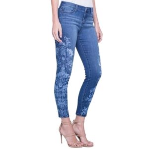 Liverpool Penny Floral Skinny Jeans Size 2/26 Ankle Blue Jeans